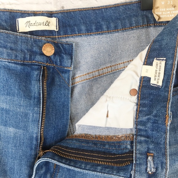 Madewell NWT High Rise Slim Boyjean Raw Hem Sz 31 - Picture 5 of 8